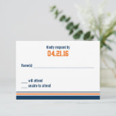 Uni Stripe Bar Mitzvah Response Card RSVP Karte (Stehend Vorderseite)