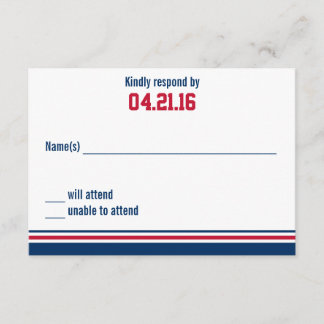 Uni Stripe Bar Mitzvah Response Card RSVP Karte