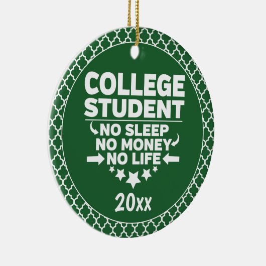 Uni Student kein schlafendes Geld Leben Grüne Form Keramik Ornament (Rechts)