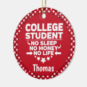 Uni Student kein schlafendes Geld Leben Rot Karier Keramik Ornament (Links)