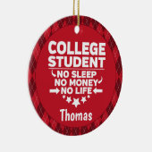 Uni Student kein schlafendes Geld Leben Rot Karier Keramik Ornament (Rechts)