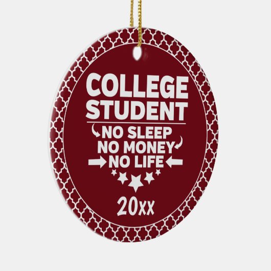 Uni Student kein schlafendes Geld Leben Rote Forme Keramik Ornament (Rechts)