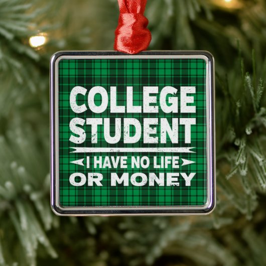 Uni Student Majors Xmas Green Kariert Ornament Aus Metall (Baum)