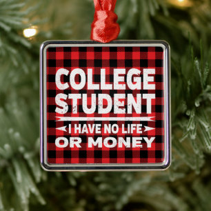 Uni Student Majors Xmas Red Kariert Ornament Aus Metall