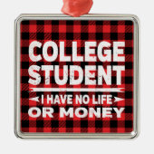 Uni Student Majors Xmas Red Kariert Ornament Aus Metall (Vorne)