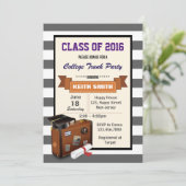 Uni Trunk Party Einladung. Graduierungspartei Einladung (Stehend Vorderseite)