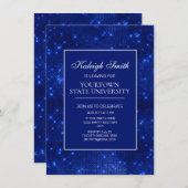 Uni Trunk Party Elegante Sparkle Navy Blue Inv Einladung (Vorne/Hinten)