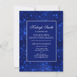 Uni Trunk Party Elegante Sparkle Navy Blue Inv Einladung