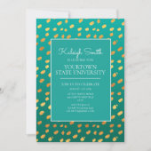 Uni Trunk Party Modernes Green Aquamarin Gold Einladung (Vorderseite)