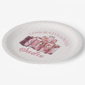 Uni Trunk Party Vintag Pink Herzlichen Glückwunsch Pappteller (Schrägansicht)