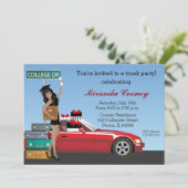 Uni Trunk Party weg Abschluss Einladung (Stehend Vorderseite)