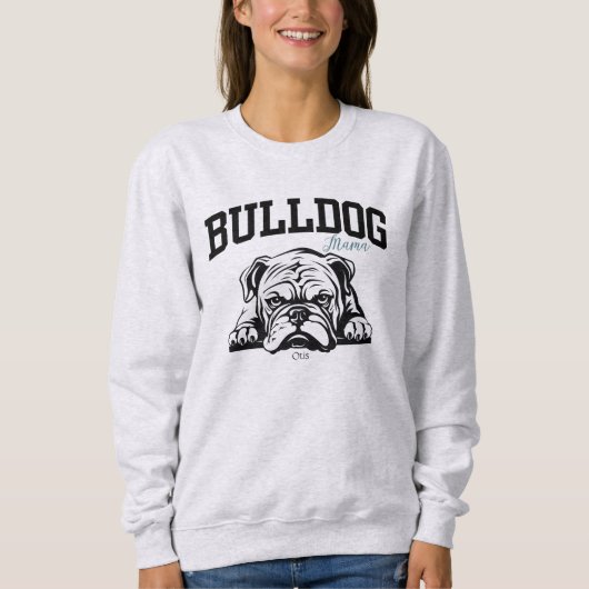 Uni Varsity Style Script Bulldog Mama Dog Liebe Sweatshirt (Vorderseite)
