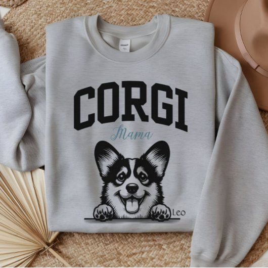 Uni Varsity Style Script Corgi Mama Sweatshirt