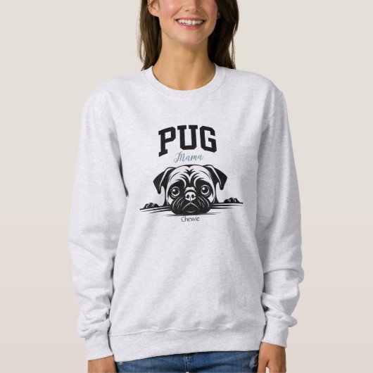 Uni Varsity Style Script Mops Mama Dog Lover Sweatshirt (Vorderseite)