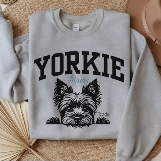 Uni Varsity Style Script Yorkie Mama Sweatshirt