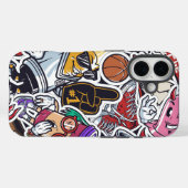 Uni Vibes Cartoon Collage - Spaß und Trendy Case-Mate iPhone Hülle (Rückseite (Horizontal))