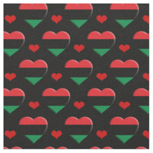 UNIA Flag & Red Heart Fashion Fabric / Pan African Stoff