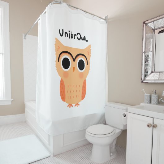 UnibrOwl Unibrow Owl | Funny Niedlich Eyebrows Owl Duschvorhang (Beispiel)