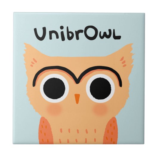 UnibrOwl Unibrow Owl | Funny Niedlich Eyebrows Owl Fliese (Vorderseite)