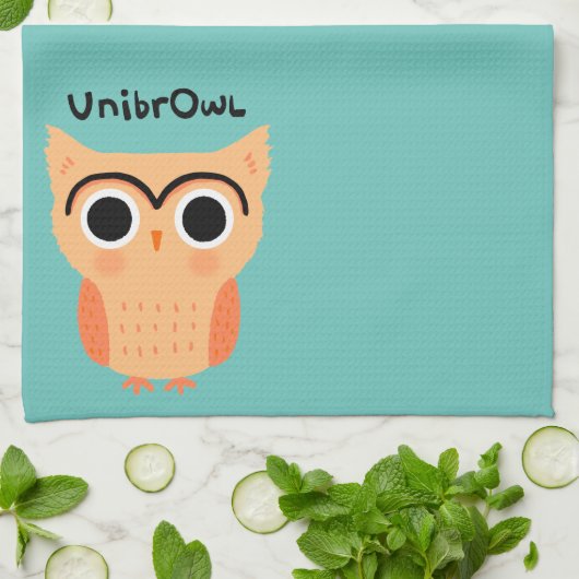UnibrOwl Unibrow Owl | Funny Niedlich Eyebrows Owl Geschirrtuch (Gefaltet)