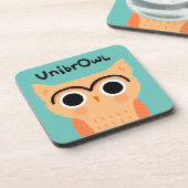 UnibrOwl Unibrow Owl | Funny Niedlich Eyebrows Owl Getränkeuntersetzer (Linke Seite)