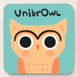 UnibrOwl Unibrow Owl Funny Niedlich Eyebrows Owl Getränkeuntersetzer