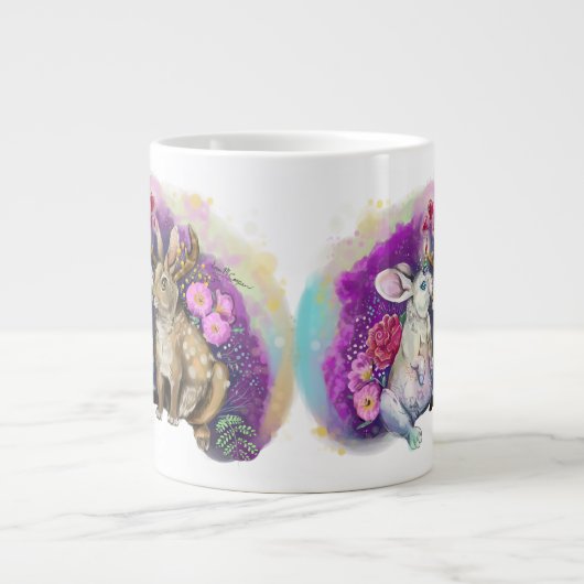 Unibunny Kisses Jackalope Magische Liebe Jumbo-Tasse (Vorderseite)