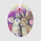 Unibunny Kisses Jackalope Magische Liebe Ornament (Vorderseite)