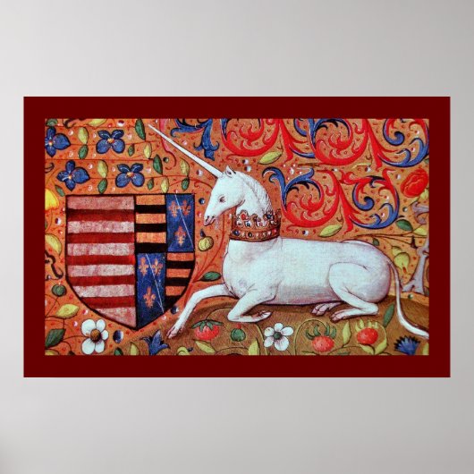UNICORD MIT RED BLUE FLORAL MOTIFS POSTER (Vorne)