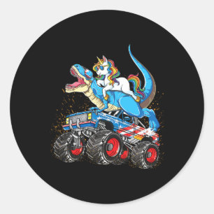 Unicording T Rex Monster Truck Boys Girls Unic Runder Aufkleber
