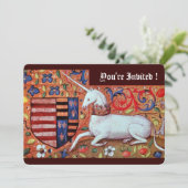 UNICORE,MEDIEVALE FANTASIE-BLUME, ROT BLAUE BLLORA EINLADUNG (Stehend Vorderseite)