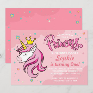 Unicorin Princess Girl Kids Baby Geburtstagsparty Einladung