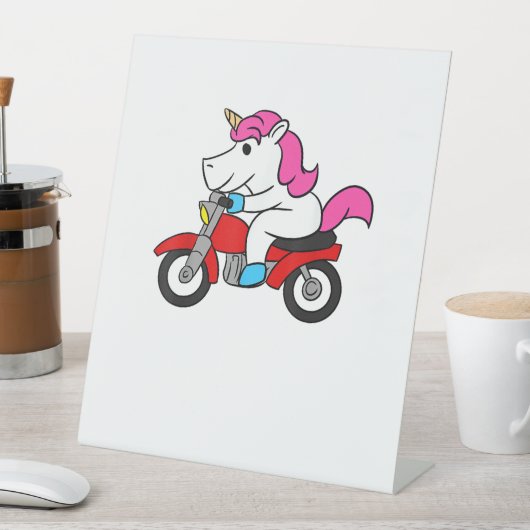 Unicoring Motorrad T - Shirt Funny Magical Un Sockelschild (In Situ)