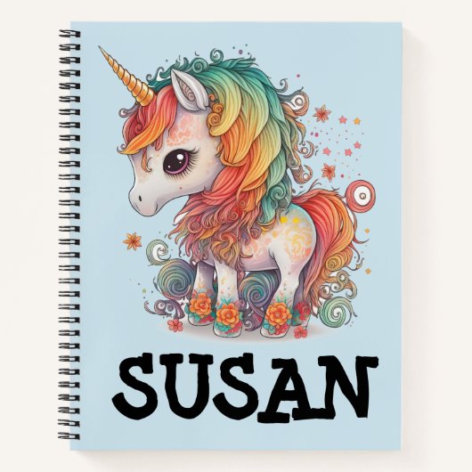 UNICORLE SPIRAL PERSONALISIERT NAME NOTEBOOK NOTIZBLOCK (Vorderseite)