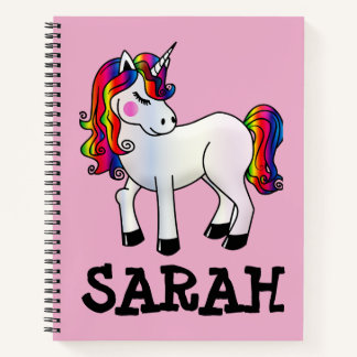 UNICORLE SPIRAL PERSONALISIERT NAME PINK NOTEBOOK NOTIZBLOCK