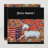 UNICORMEDIEVALISCHE FANTASIE-WIRBEL, SCHWARZ ROT EINLADUNG (Vorne/Hinten)