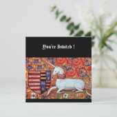 UNICORMEDIEVALISCHE FANTASIE-WIRBEL, SCHWARZ ROT EINLADUNG (Stehend Vorderseite)