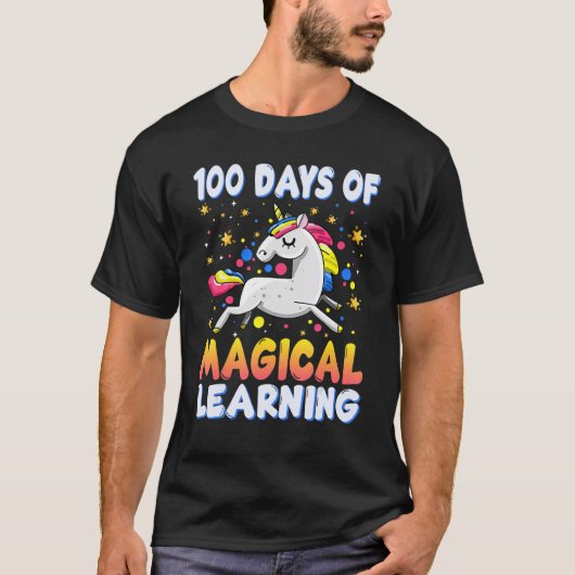 Unicorn 100 Days Magical Learning Happy 100th Day  T-Shirt (Vorderseite)