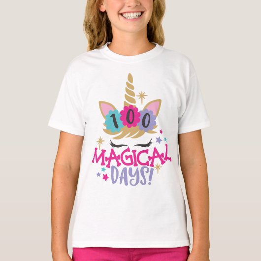 Unicorn 100 Magical Days of School T - Shirt (Vorderseite)