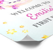 Unicorn 1. 2. 3. Girl Birthday Party Willkommen Poster (Ecke)