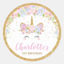 Unicorn 1. Geburtstag Vielen Dank für Ihr Interess Runder Aufkleber
