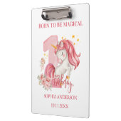 Unicorn 1st Birthday Pink Custom Klemmbrett (Links)