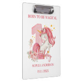 Unicorn 1st Birthday Pink Custom Klemmbrett (Rechts)