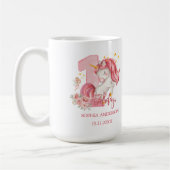 Unicorn 1st Birthday Pink Little Girl Kaffeetasse (Links)