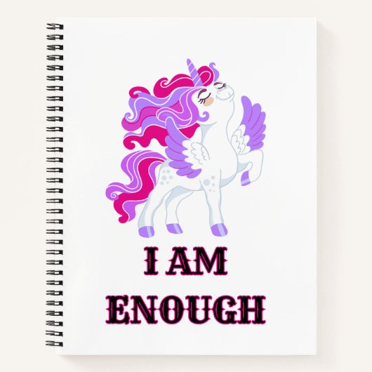 Unicorn 2 I AM Enough Journal Notizbuch (Vorderseite)