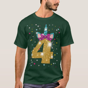 Unicorn 4. Geburtstagskarte Vier Jahre alter T - S T-Shirt