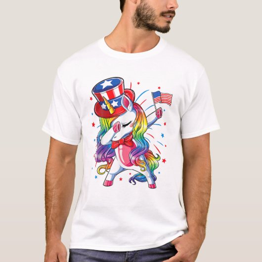 Unicorn 4. Juli Girls T-Shirt (Vorderseite)