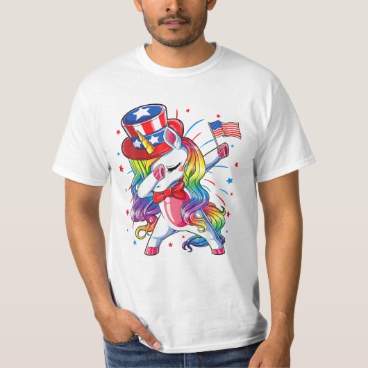 Unicorn 4. Juli Girls T-Shirt (Vorderseite)