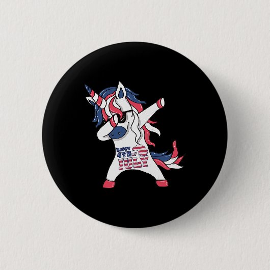 Unicorn 4. Juli I Independence Day Shirt Button (Vorderseite)
