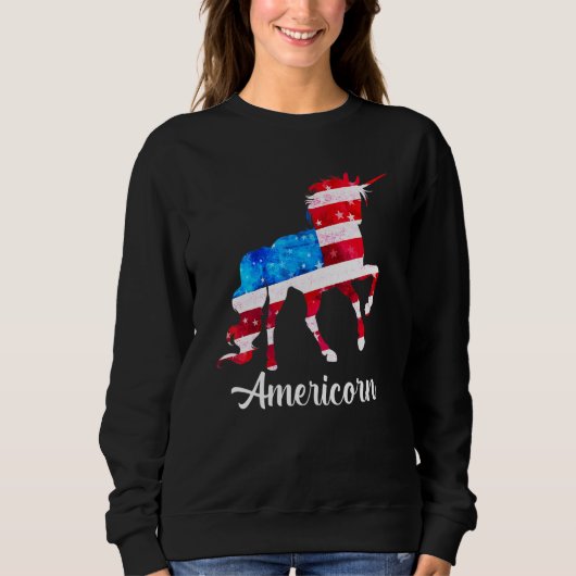 Unicorn 4. Juli Mericorn Merica Girl Sweatshirt (Vorderseite)